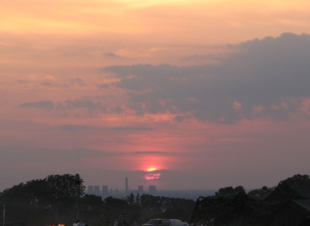 The sunset over the redundant Didcot Power Station at Woodcote